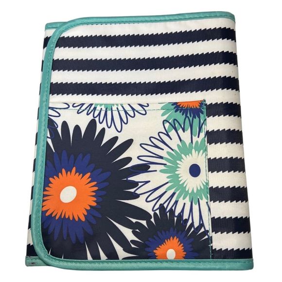 Thirty One Fold it Up Organizer Navy Wave Paper Notebook Holder Stationery - Picture 1 of 9